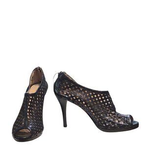 Gastone Lucioli Laser Cut Leather Stiletto Booties Made in Italy Newish No Box